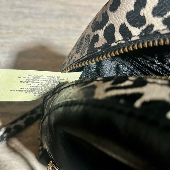 NWOT Kate Spade ♠️ black and animal print 109% cow leather small backpack - Picture 13 of 15